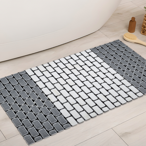 Box Design Vaccum Mat - grey white