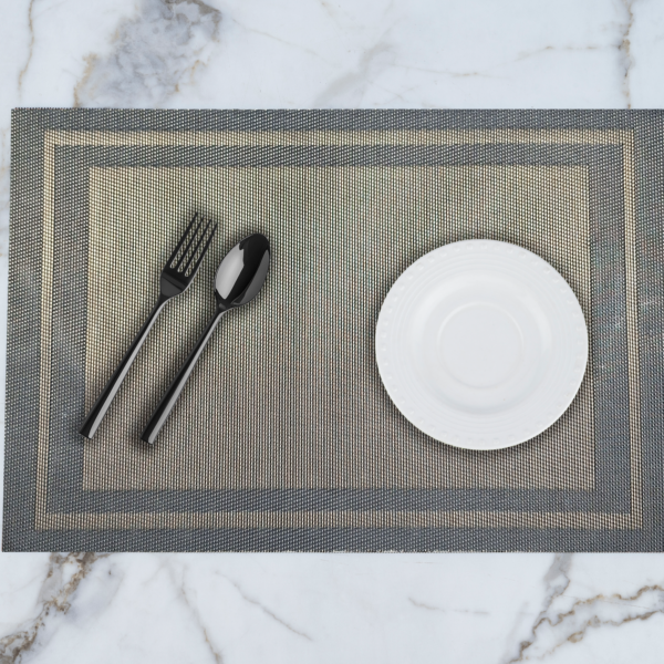 Plain Dinning Mat - Metallic Black & Brown